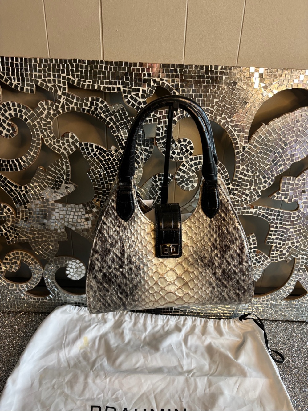 ⭐️Brahmin‎ Satchel in Black and Cream